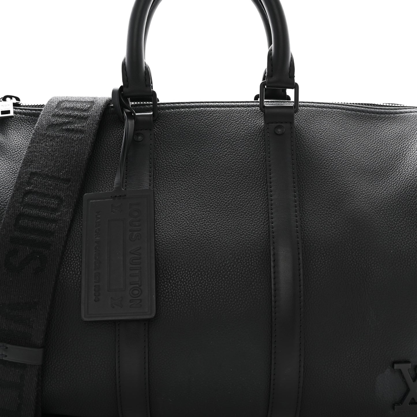 Grained Calfskin Aerogram Keepall Bandouliere 40 Black