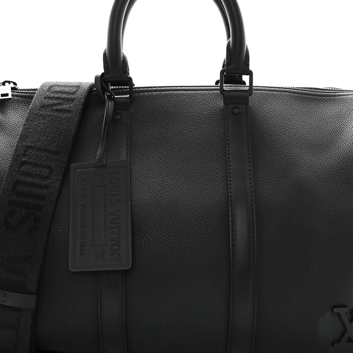 Louis Vuitton Grained Calfskin Aerogram Keepall Bandouliere 40 Black 7 of 16