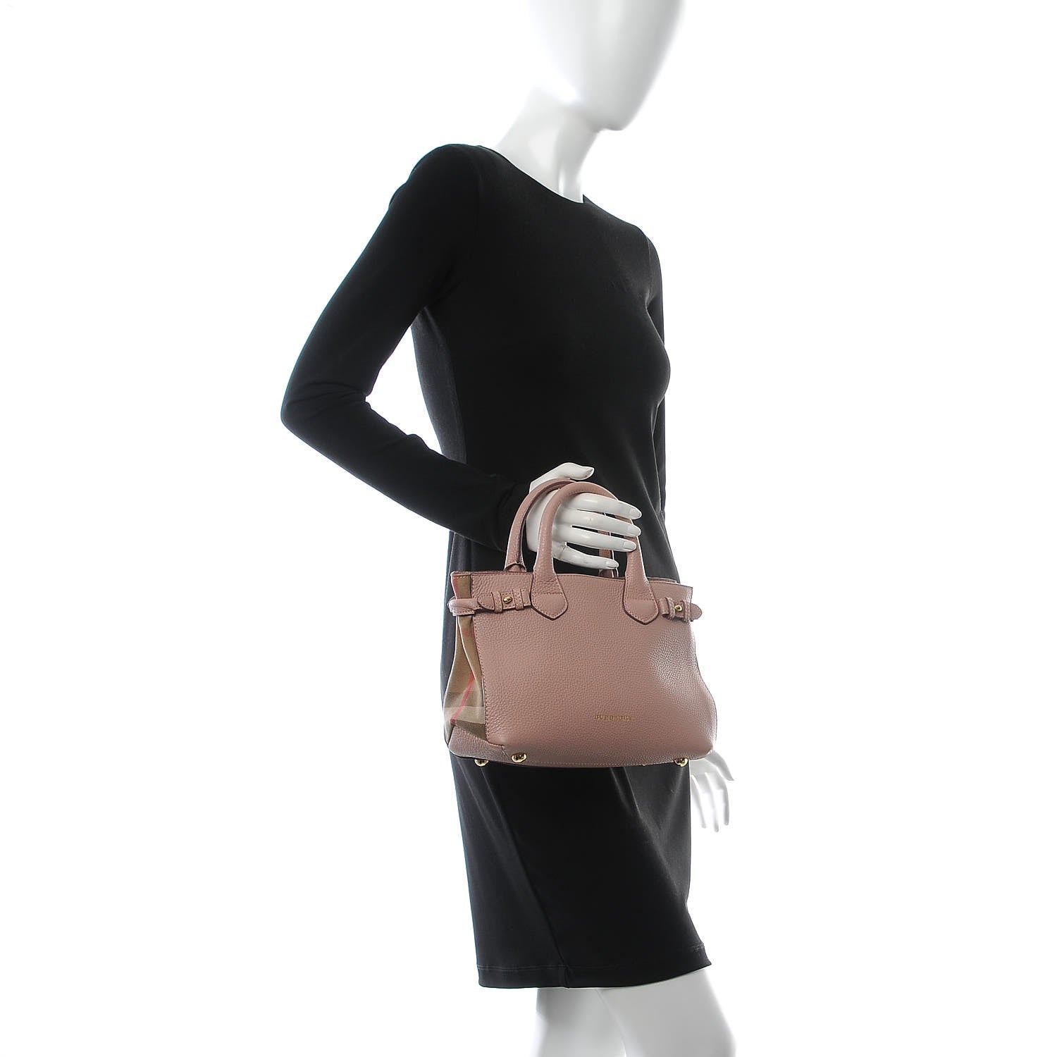 Burberry Grainy Calfskin House Check Small Banner Tote Pale Orchid 3 of 9