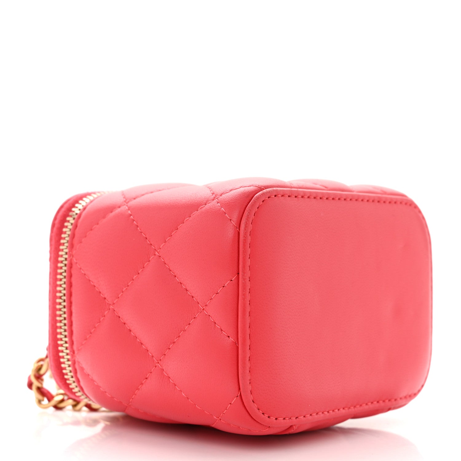 Chanel Lambskin Quilted Pearl Crush Mini Vanity Case With Chain Dark Pink 4 of 11