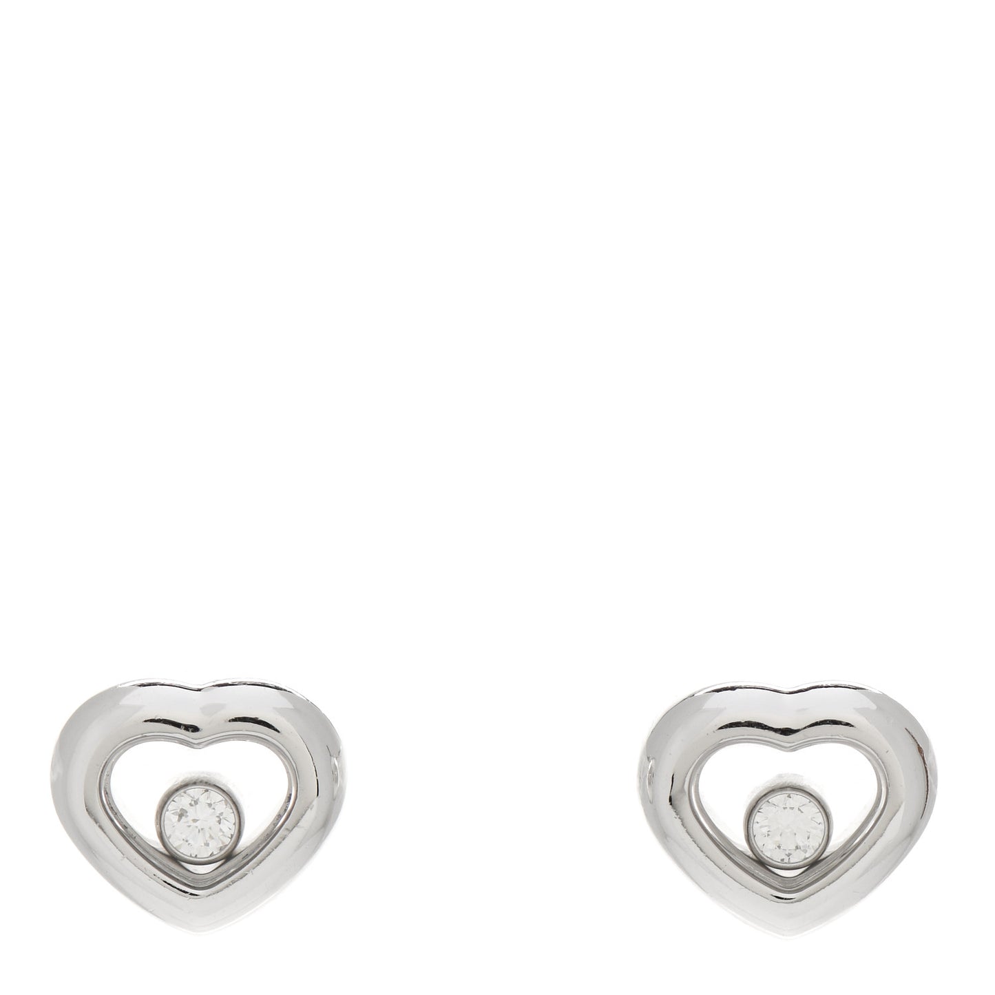 18K White Gold Happy Diamonds Icons Heart Earrings