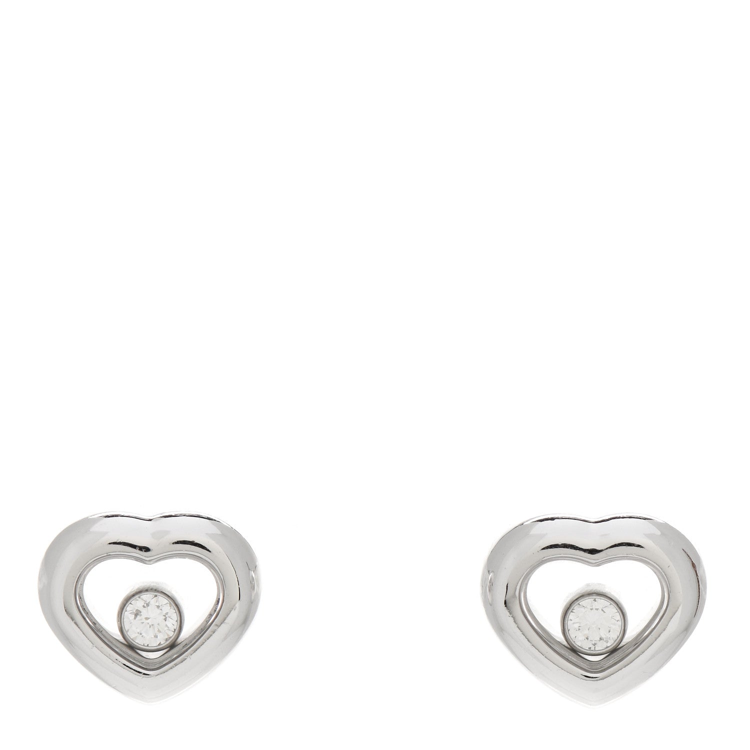 Chopard 18K White Gold Happy Diamonds Icons Heart Earrings 1 of 5