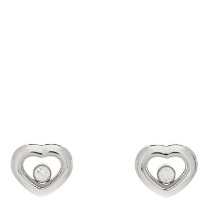 Chopard 18K White Gold Happy Diamonds Icons Heart Earrings 1 of 5