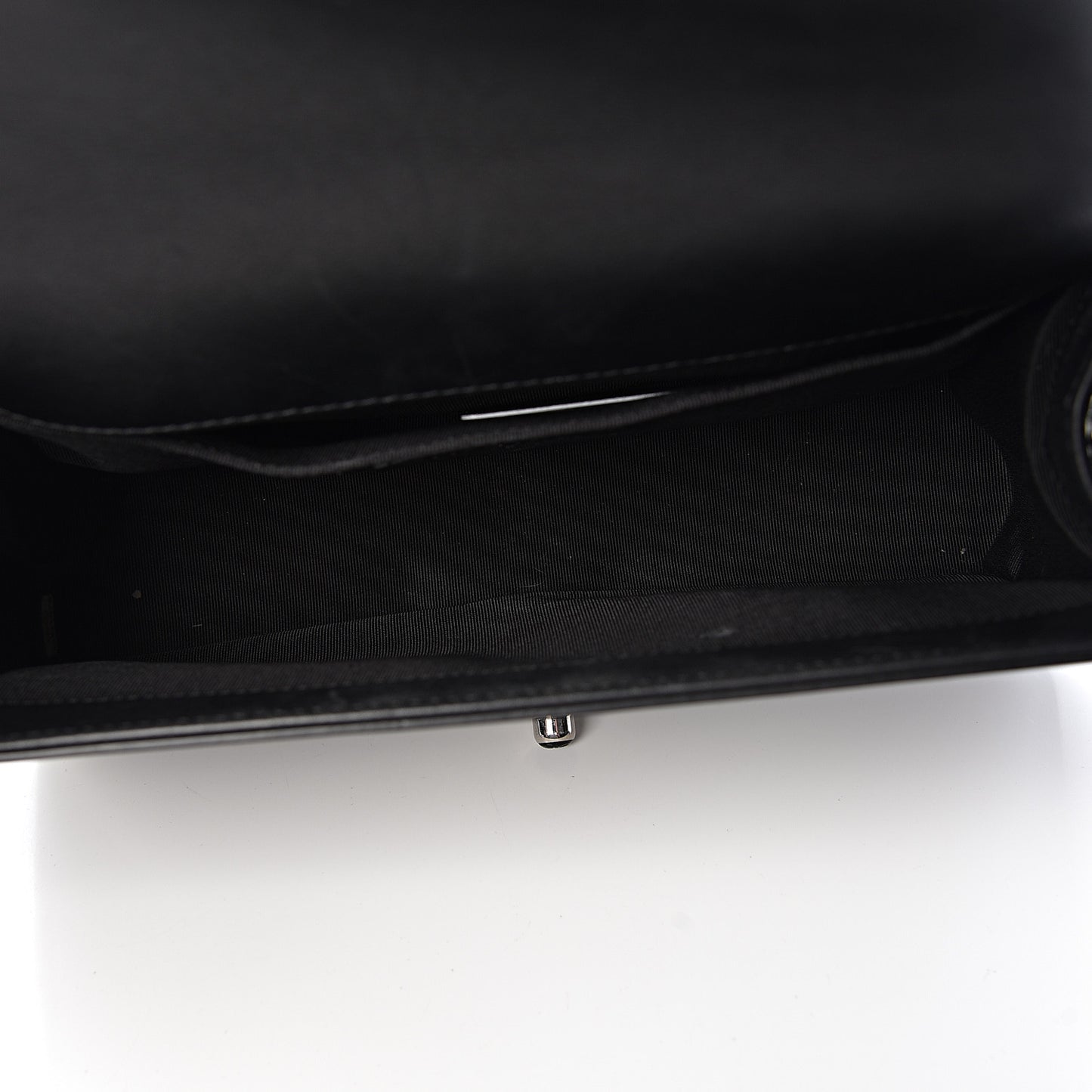 Patent Calfskin Quilted Medium Plexiglass Boy Flap Black