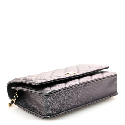 Chanel Iridescent Caviar Quilted Wallet On Chain WOC Green 3 of 10