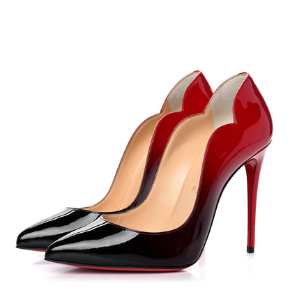 Christian Louboutin Patent Degrade Hot Chick 100 Pumps 37 Black Red 3 of 8