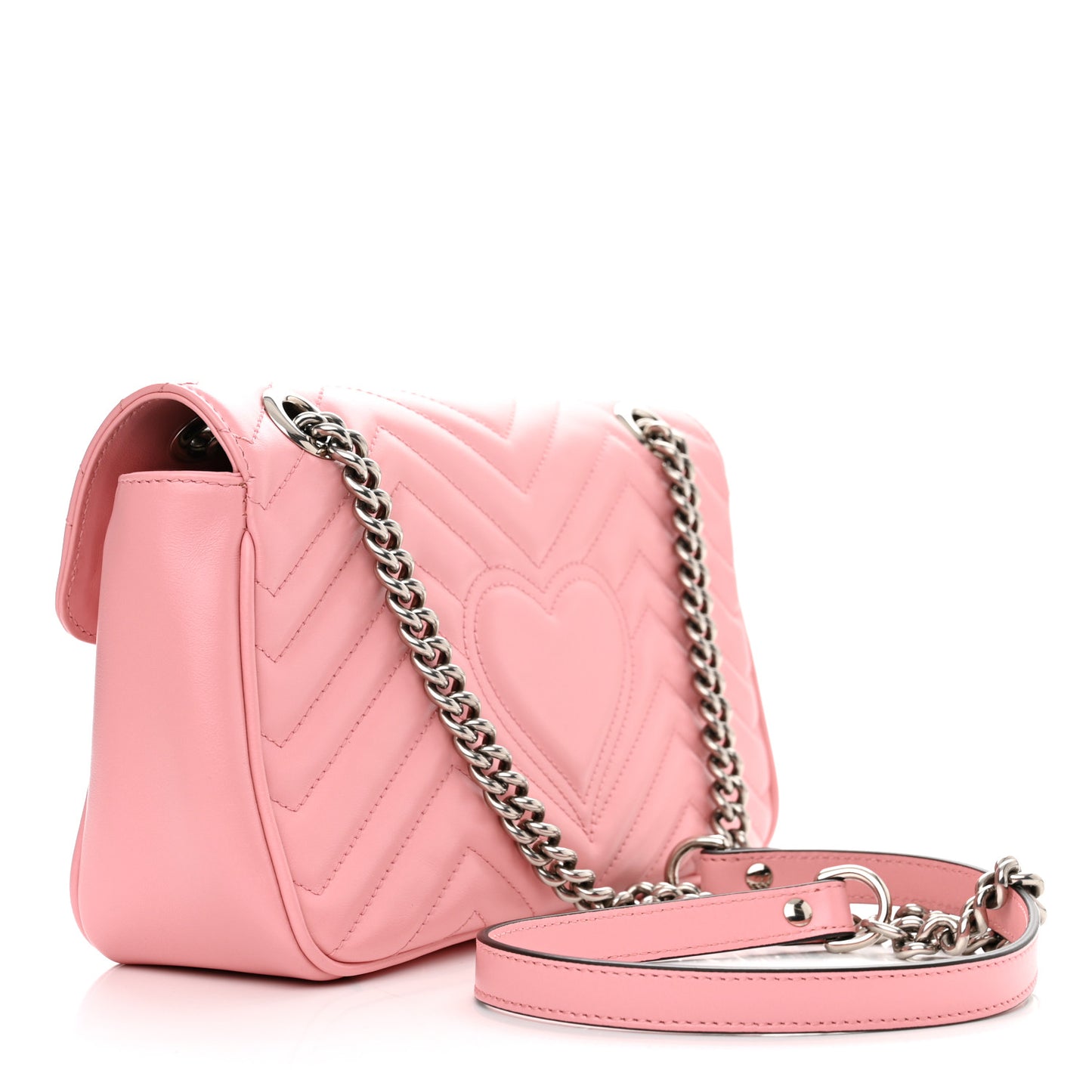 Calfskin Matelasse Small GG Marmont Shoulder Bag Wild Rose