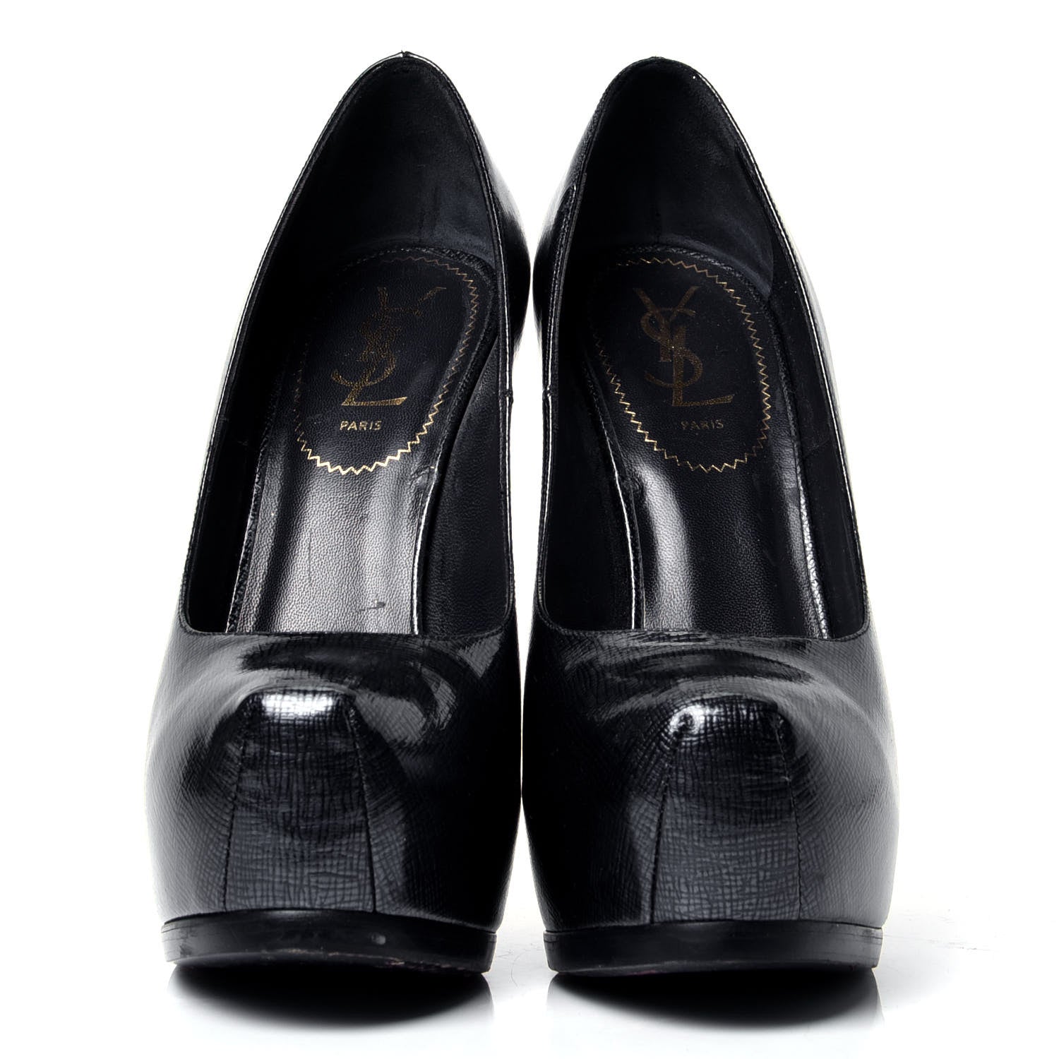 Saint Laurent Metallic Tribtoo 105 Platform Pumps 38.5 Blue 2 of 6