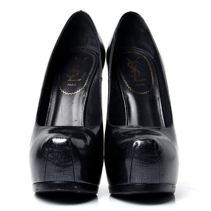 Saint Laurent Metallic Tribtoo 105 Platform Pumps 38.5 Blue 2 of 6