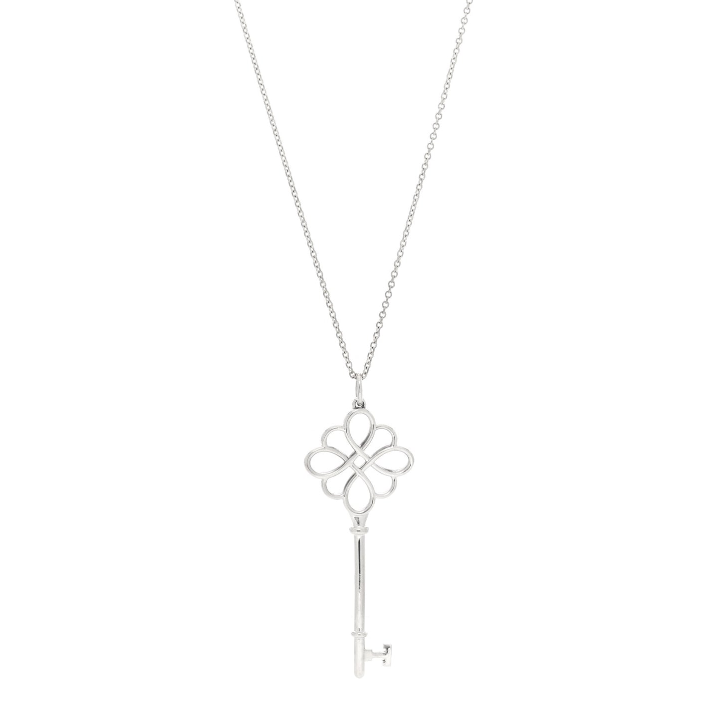 Sterling Silver Knot Key Pendant Long Necklace