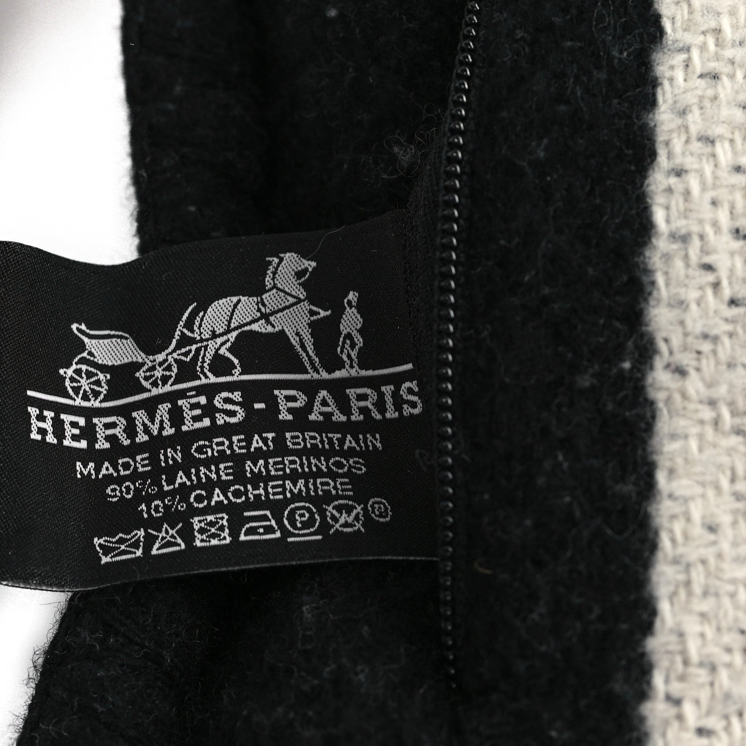 Hermes Wool Cashmere Avalon III Pillow PM Ecru Black 3 of 3