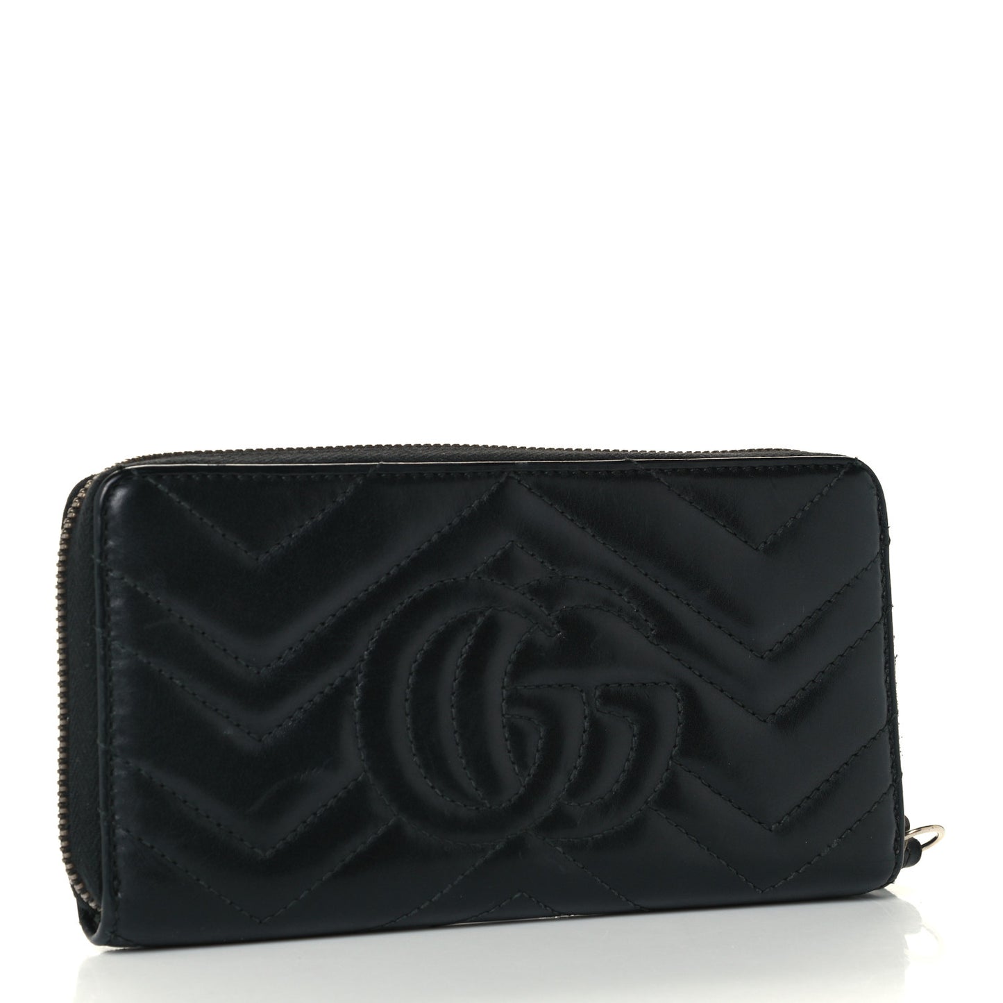 Calfskin Matelasse GG Marmont Zip Around Wallet Black