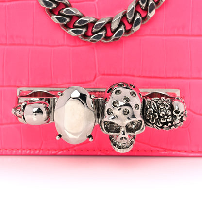 Alexander McQueen Shiny Crocodile Embossed Jeweled Satchel Peony Pink 10 of 10
