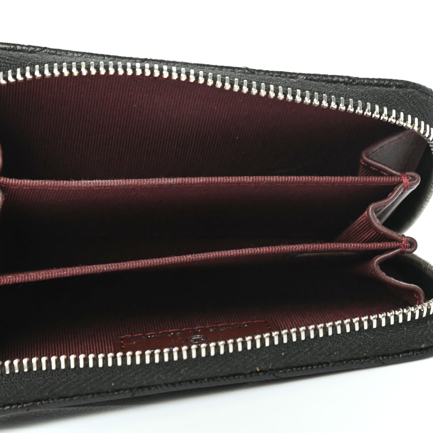 Caviar Chevron Quilted Zip Coin Purse Black