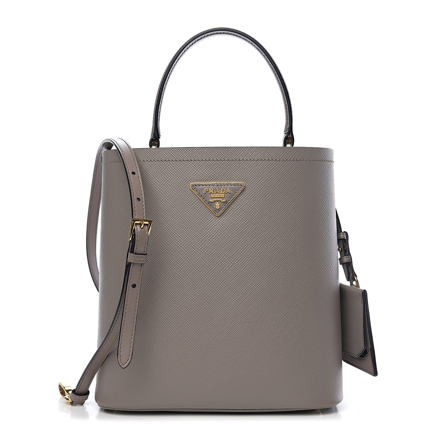 Saffiano Cuir Medium Panier Bucket Bag Argilla Black
