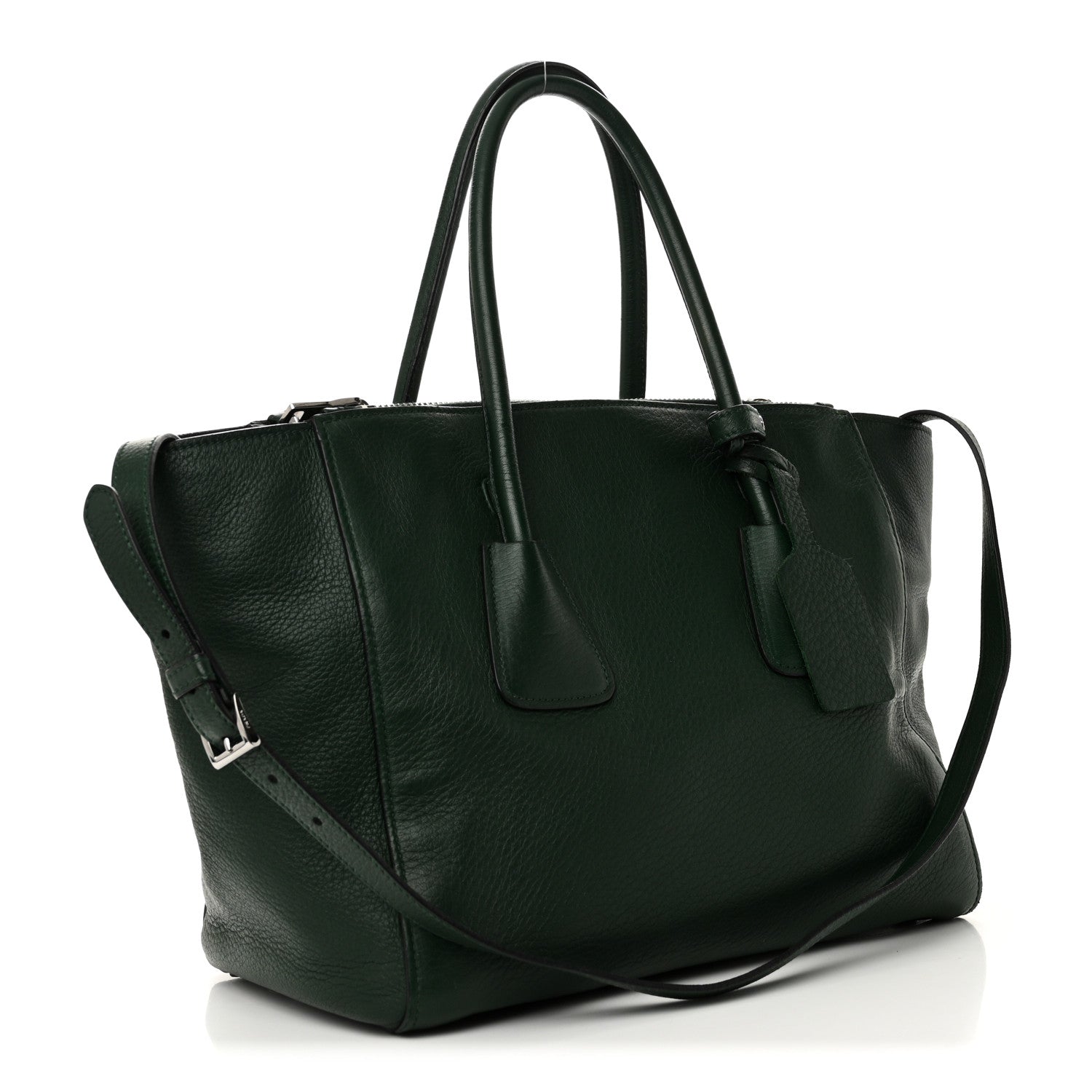 Prada Cervo Deerskin Twin Pocket Tote Green 2 of 9