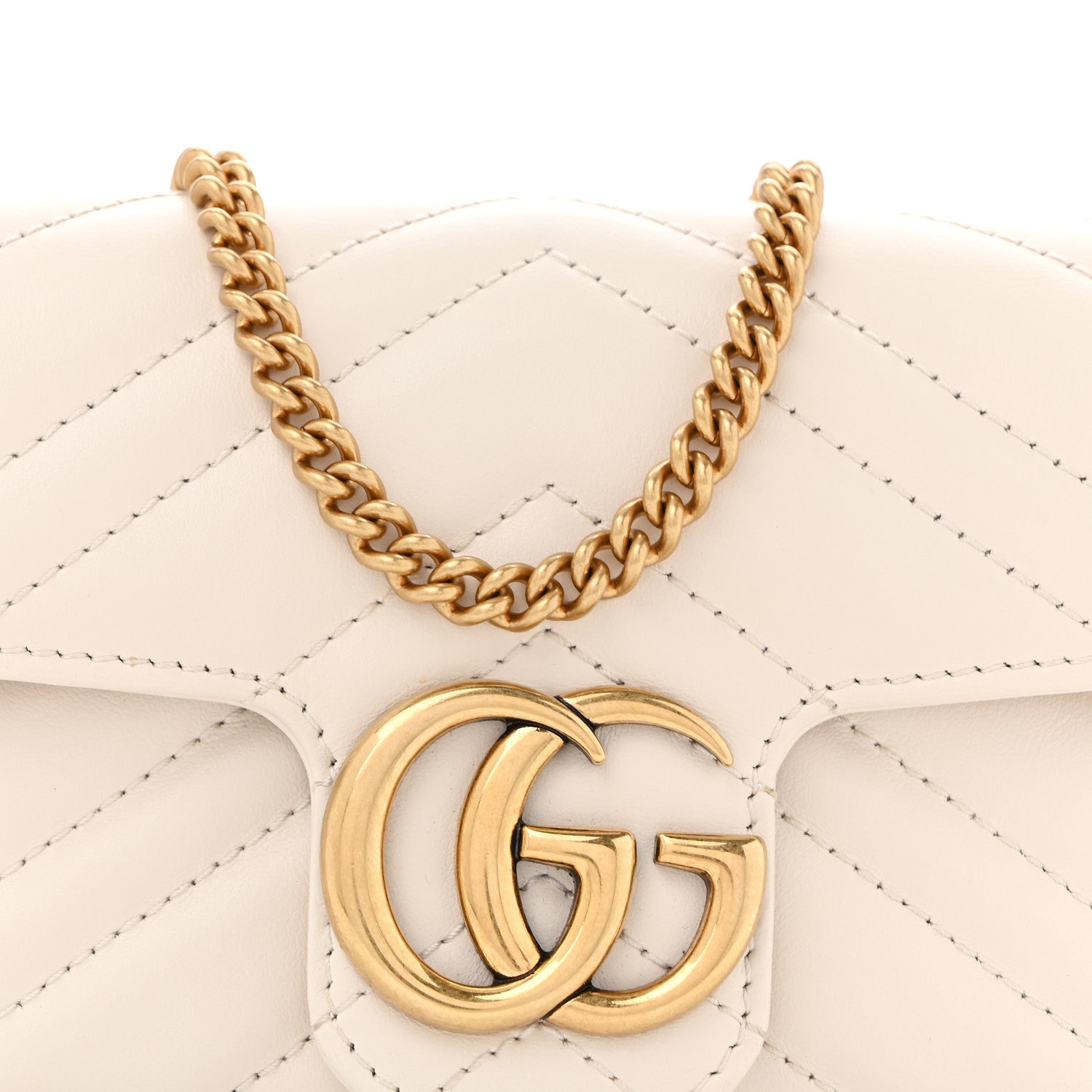 Gucci Calfskin Matelasse Super Mini GG Marmont Shoulder Bag White 8 of 13