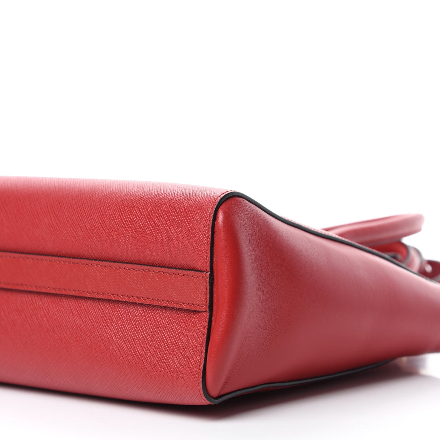 Saffiano Soft Calfskin Small Zippered Tote Fuoco