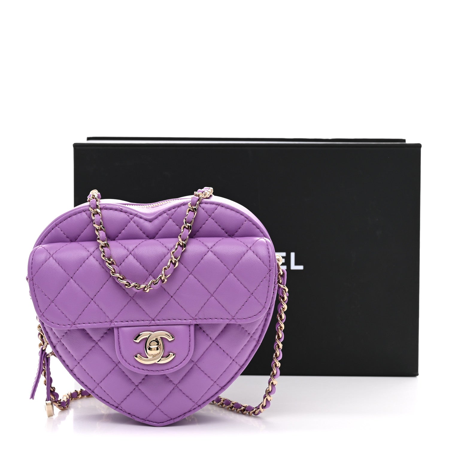 Chanel Lambskin Quilted CC In Love Heart Bag Purple 11 of 11