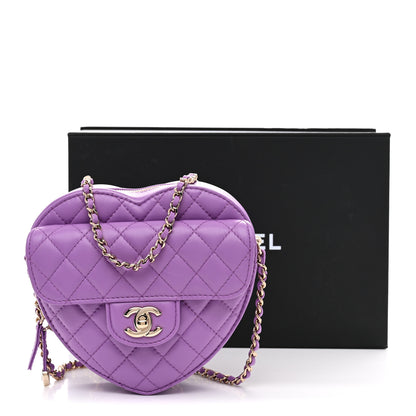 Chanel Lambskin Quilted CC In Love Heart Bag Purple 11 of 11