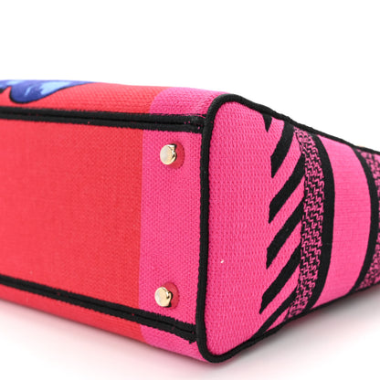 Christian Dior Canvas Embroidered Flower Pop Medium Lady D-Lite Red Pink 9 of 10