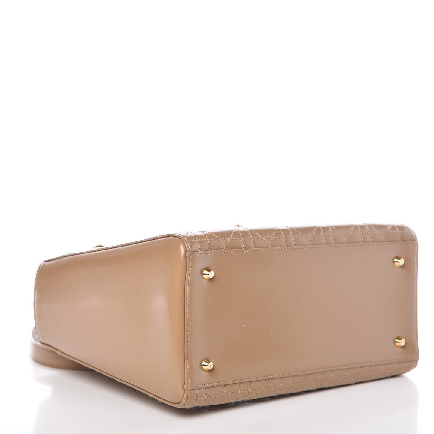 Glazed Calfskin Cannage Medium Lady Dior Beige