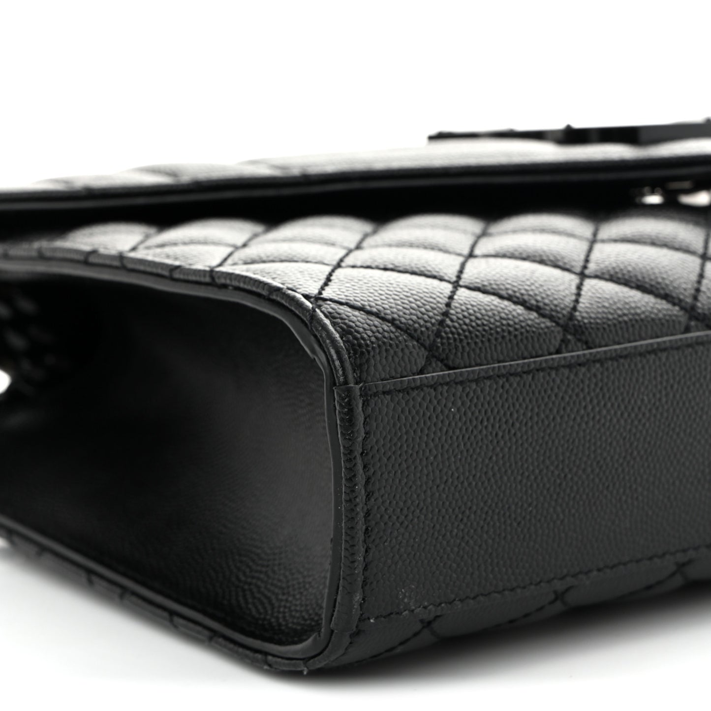 Grain De Poudre Textured Mixed Matelasse Triquilt Medium Monogram Monochrome Satchel Black