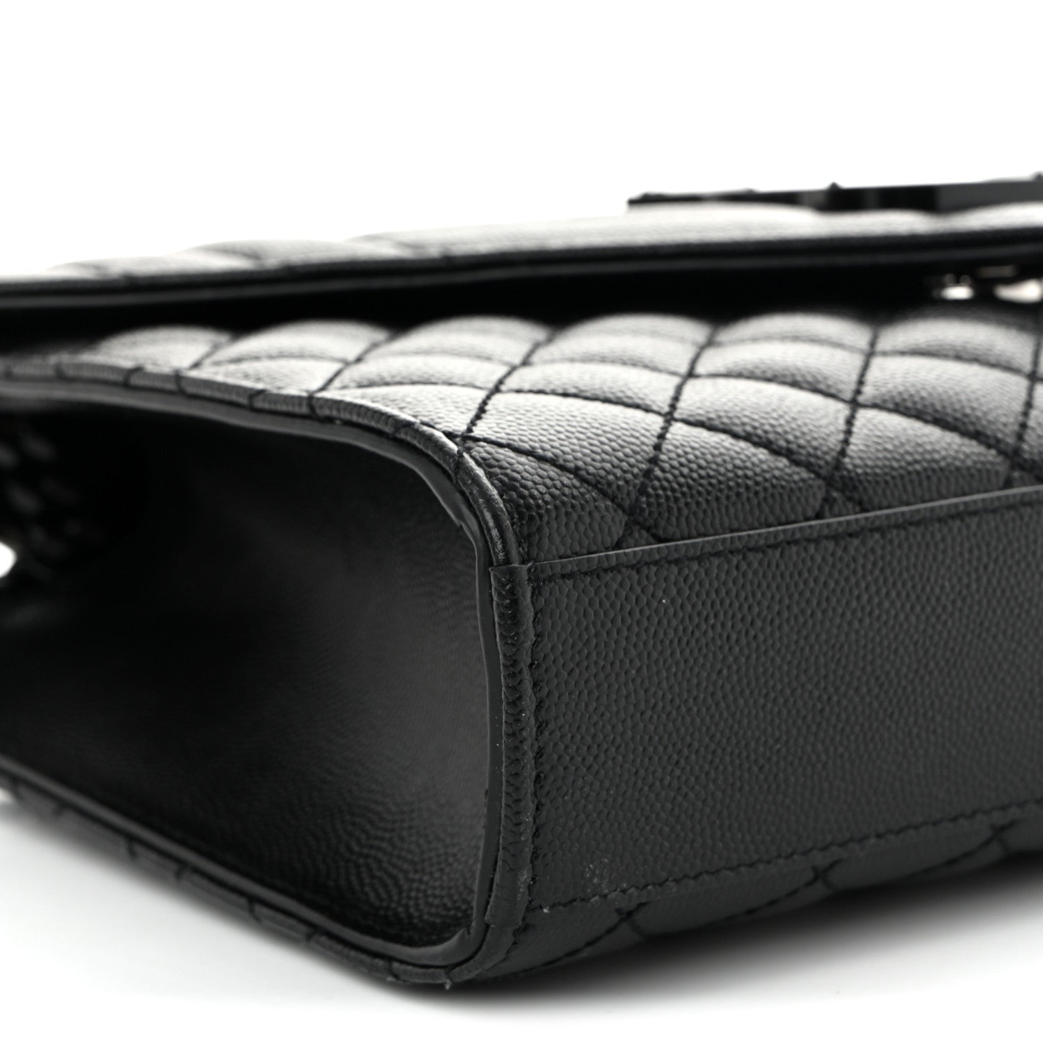 Saint Laurent Grain De Poudre Textured Mixed Matelasse Triquilt Medium Monogram Monochrome Satchel Black 9 of 10
