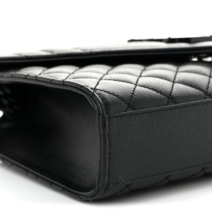 Saint Laurent Grain De Poudre Textured Mixed Matelasse Triquilt Medium Monogram Monochrome Satchel Black 9 of 10