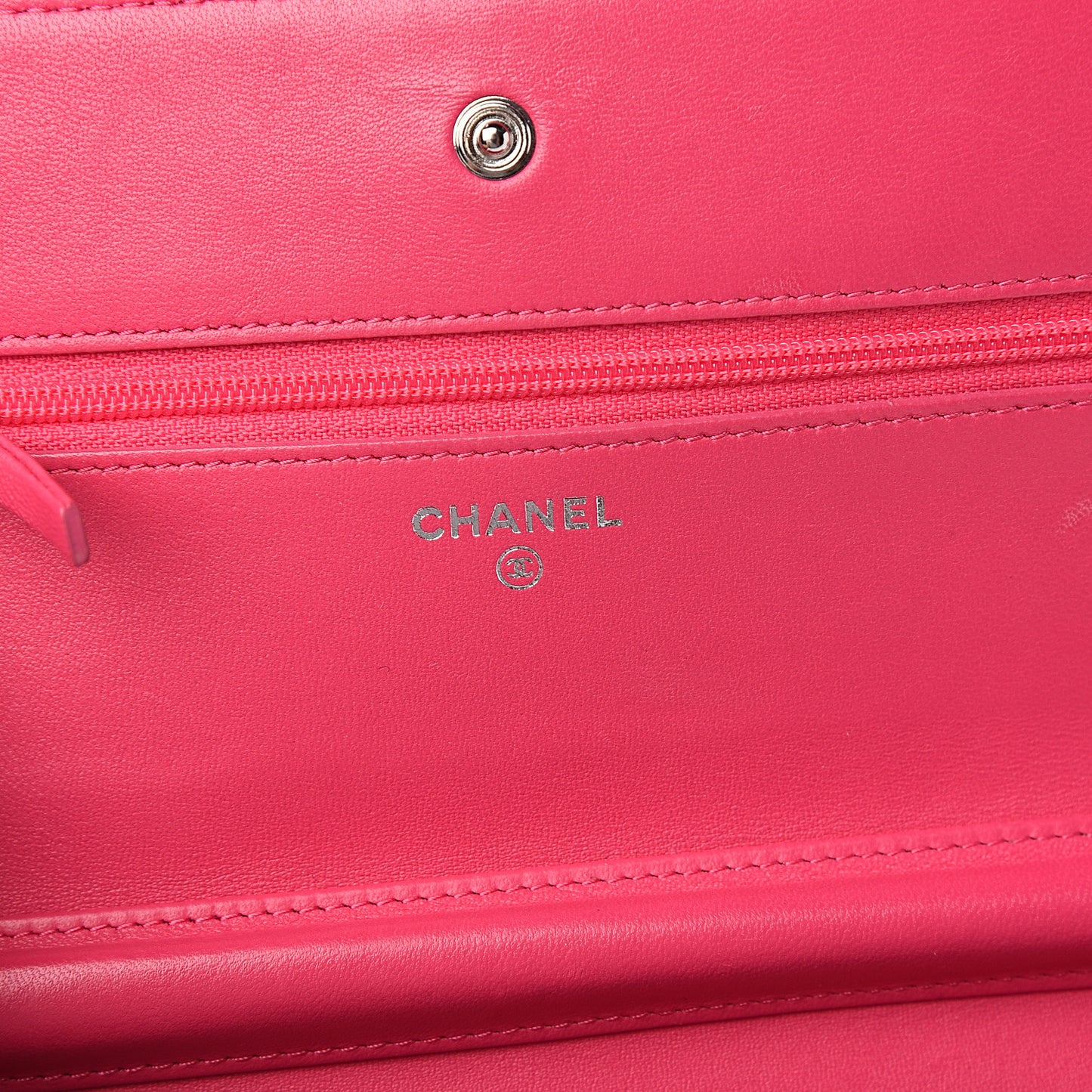 Lambskin Quilted Wallet On Chain WOC Pink
