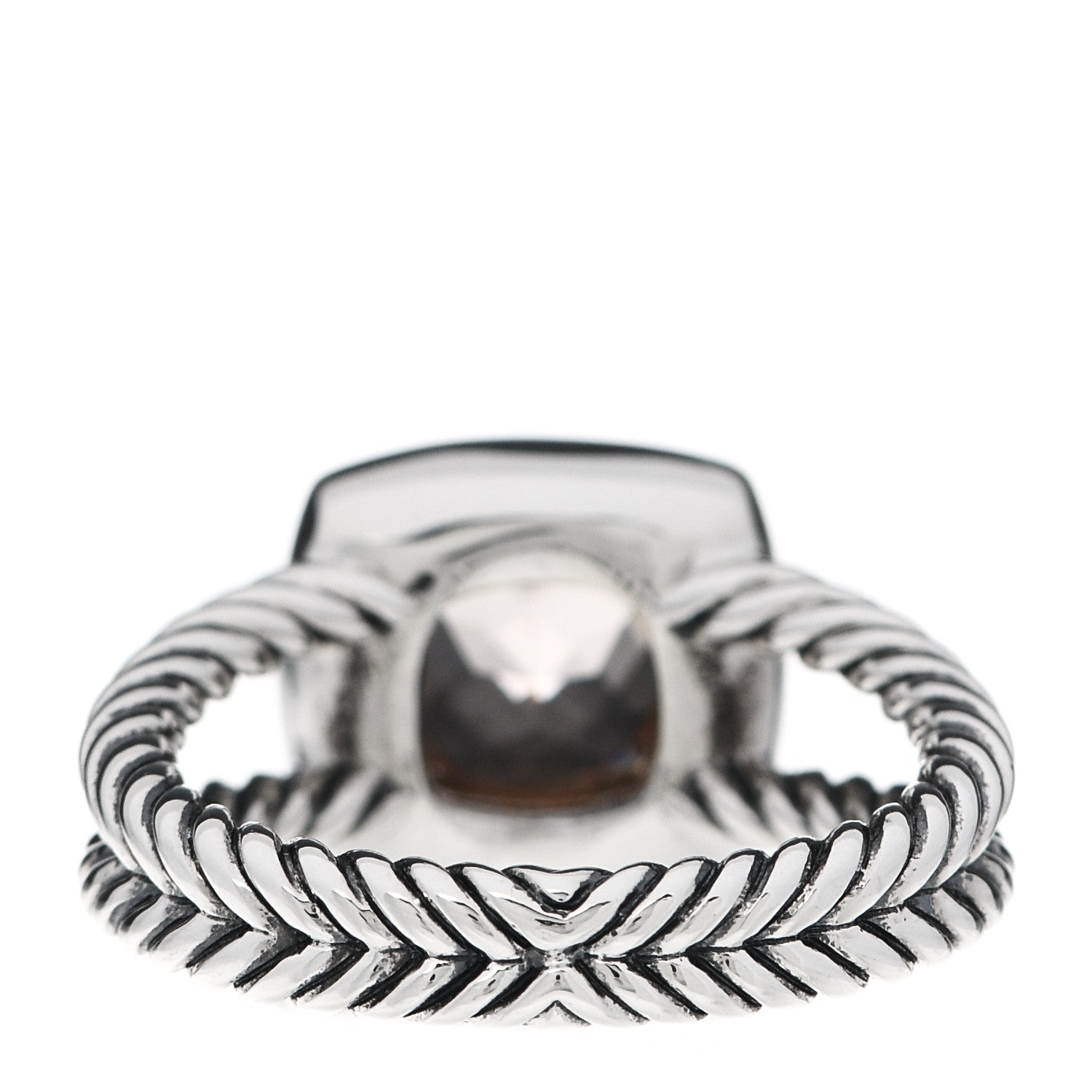 David Yurman Sterling Silver Diamond Morganite 7mm Petite Albion Ring 52 6 4 of 5