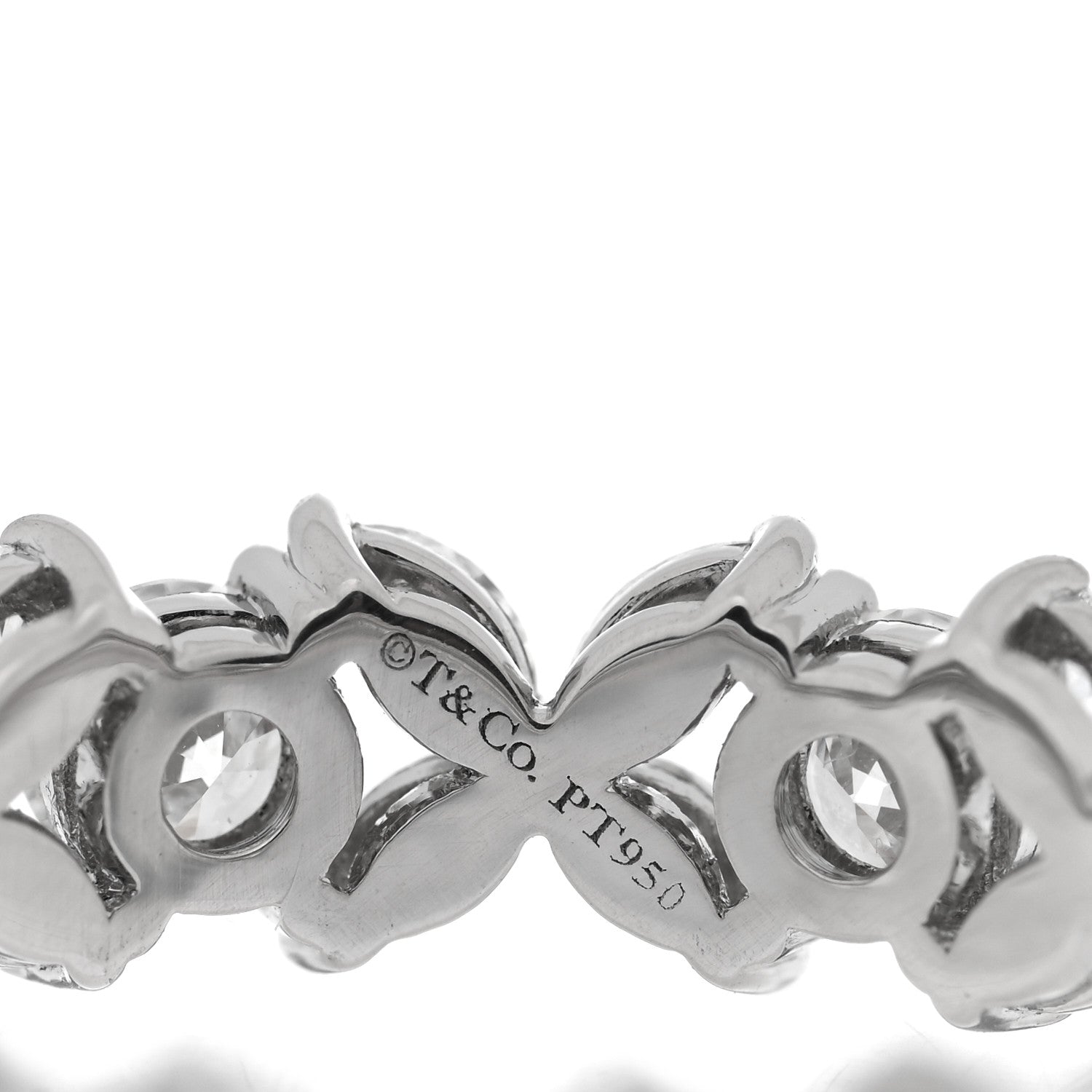 Tiffany Platinum Diamond Victoria Alternating Band Ring 51 5.75 4 of 5