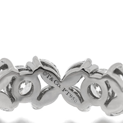 Tiffany Platinum Diamond Victoria Alternating Band Ring 51 5.75 4 of 5
