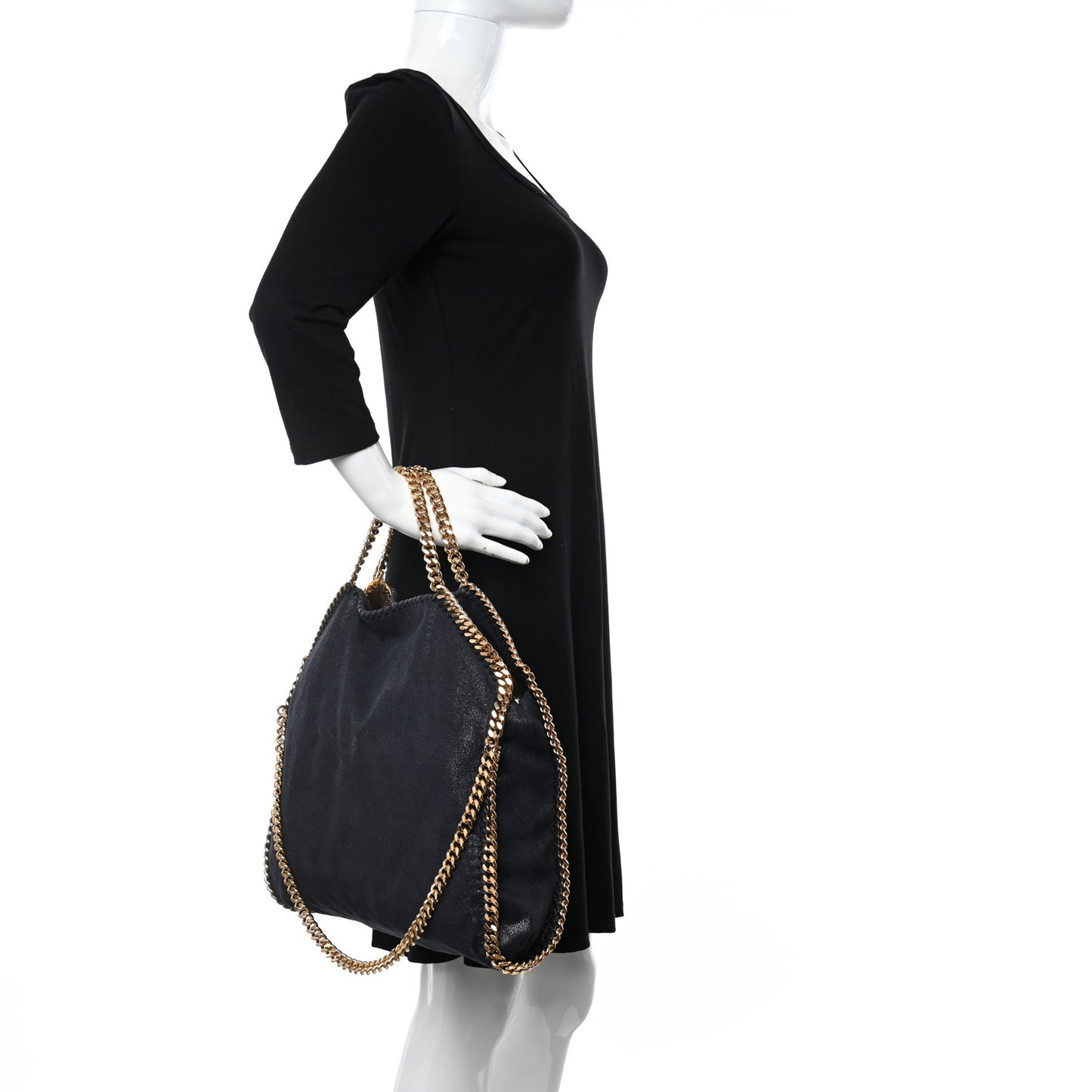 Shaggy Deer Falabella Fold Over Tote Navy