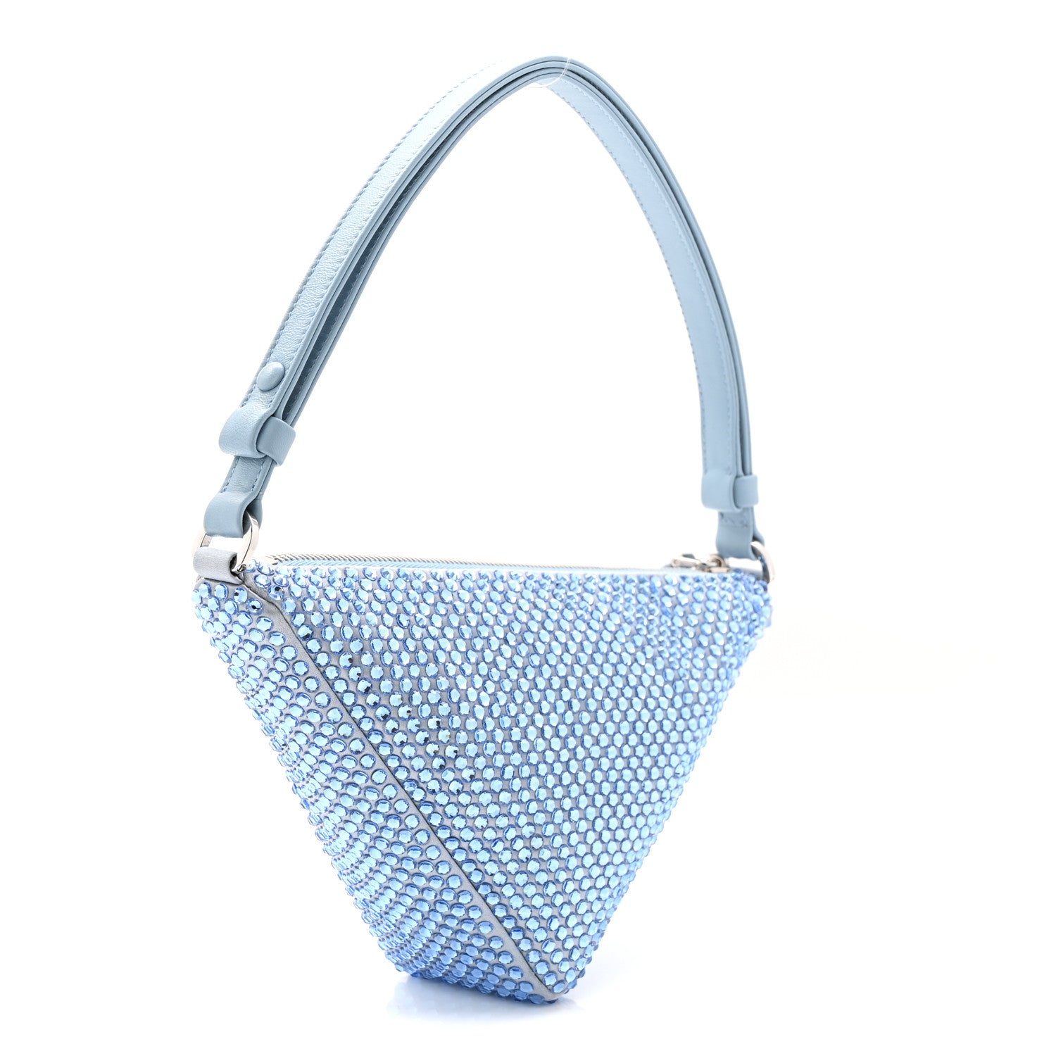 Prada Satin Crystal Triangle Pouch Celeste 3 of 10