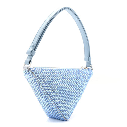Prada Satin Crystal Triangle Pouch Celeste 3 of 10