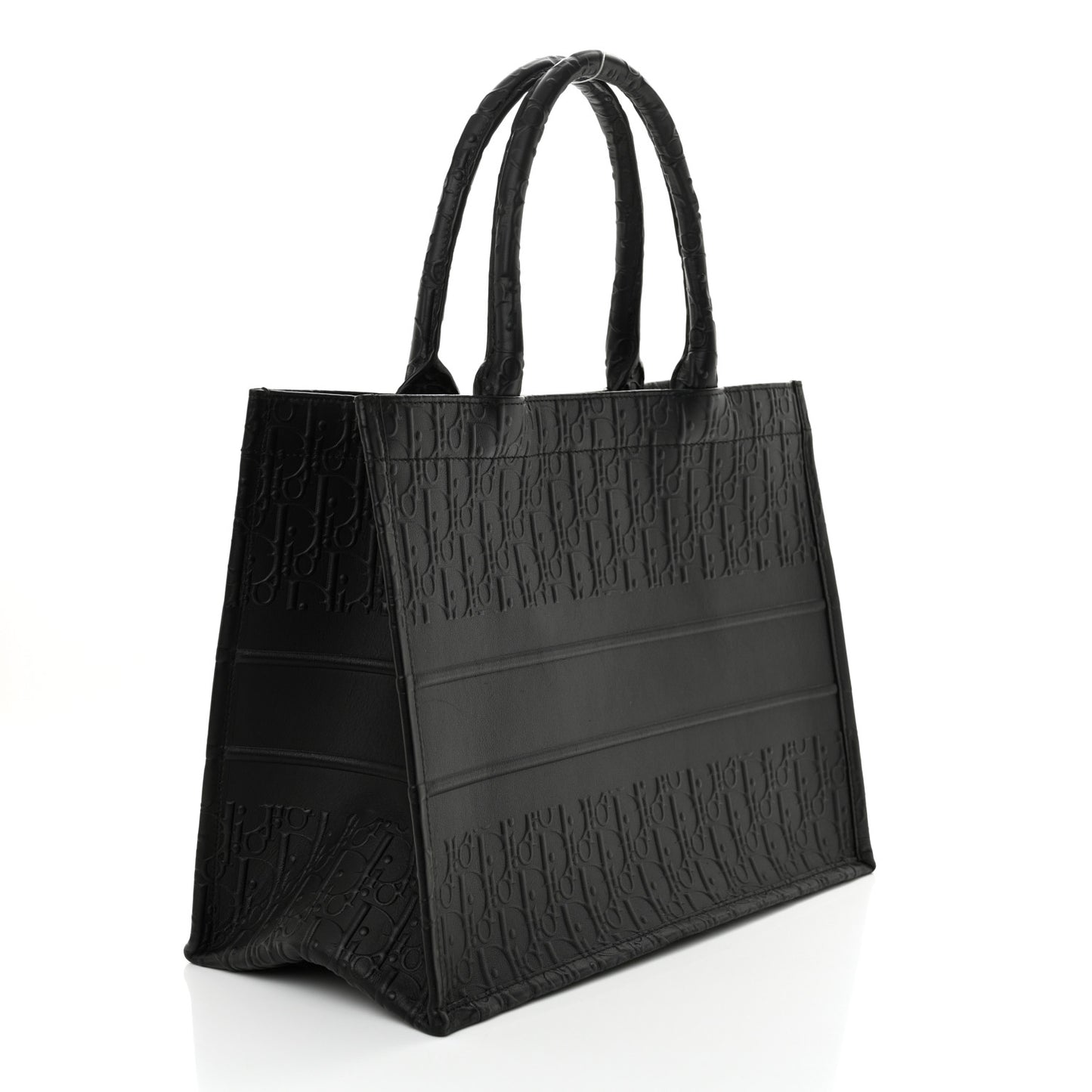 Oblique Calfskin Embossed Medium Book Tote Black