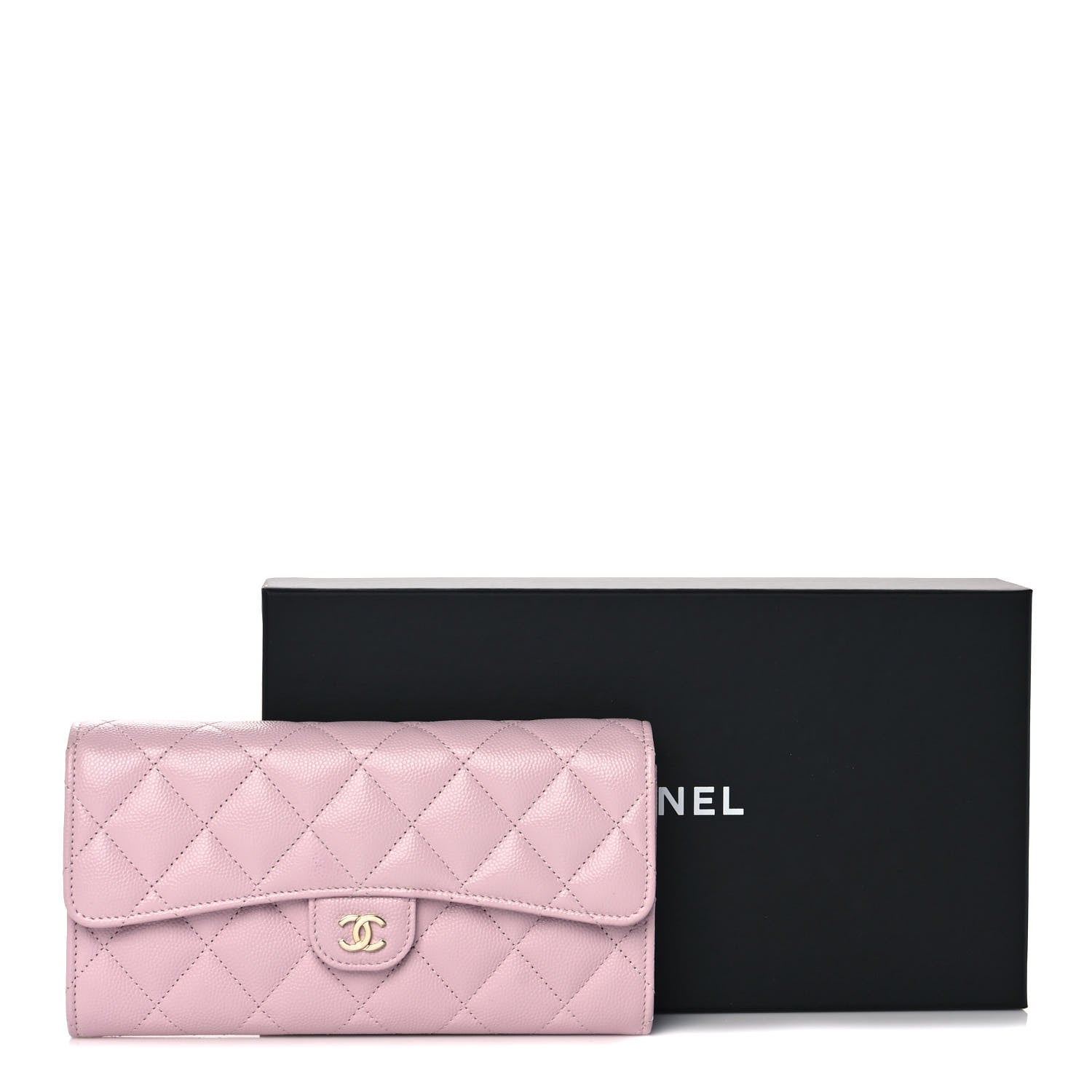 Chanel Caviar Quilted Large Gusset Flap Wallet Light Pink 10 of 10
