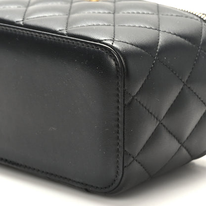 Chanel Lambskin Quilted Pearl Crush Small Vanity Case With Chain Black 10 of 11