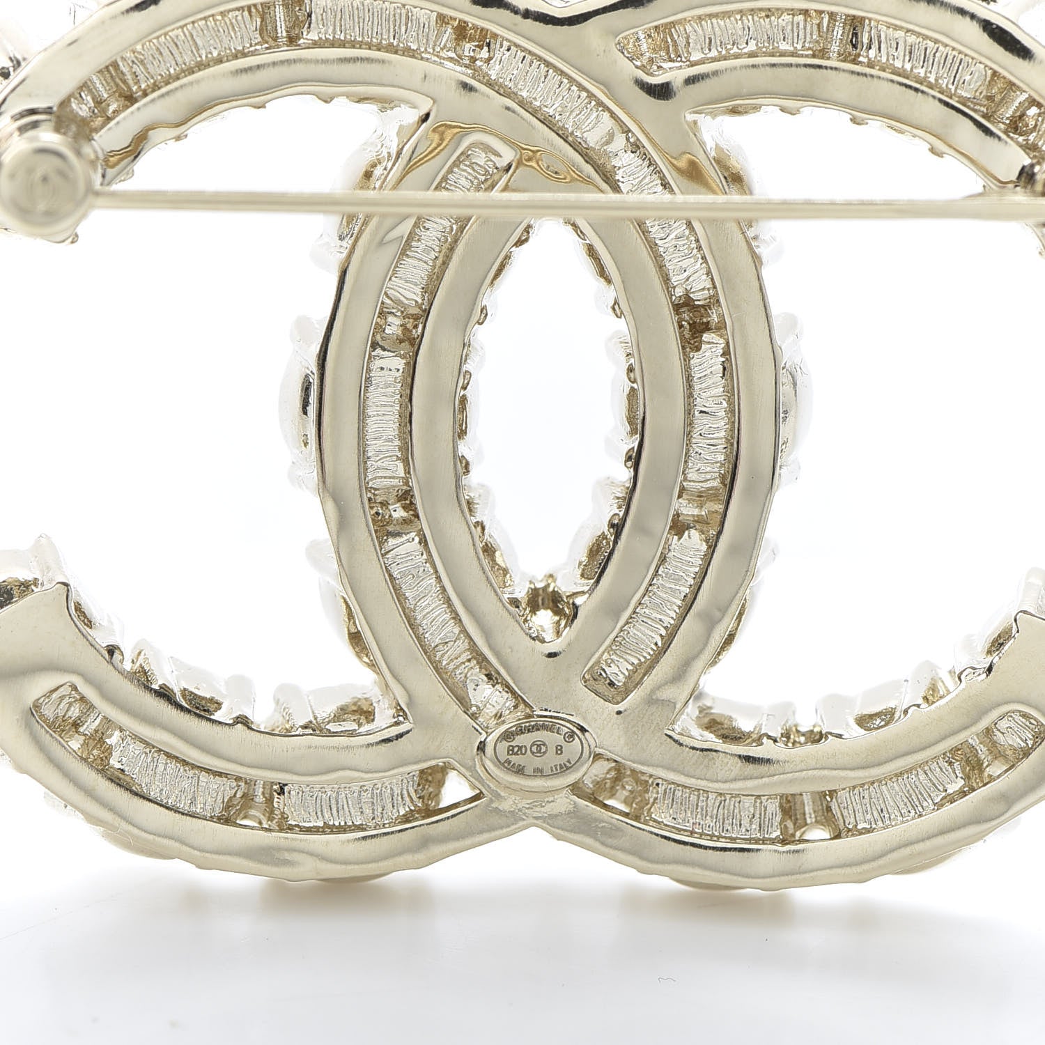 Chanel Crystal Pearl CC Dazzling Domino Brooch Gold 3 of 4