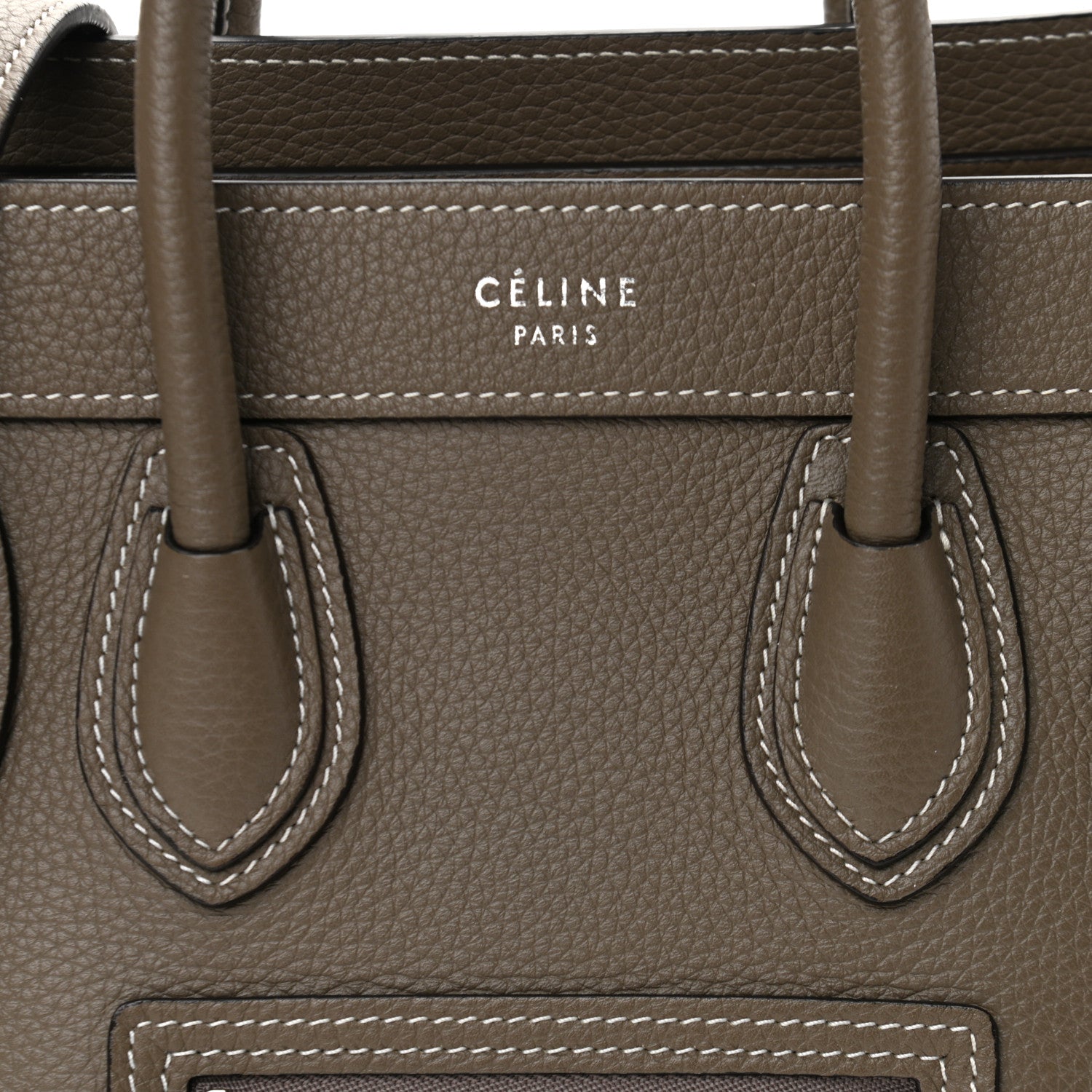 Celine Drummed Calfskin Nano Luggage Souris 8 of 12