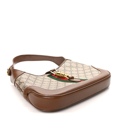 Gucci GG Supreme Monogram Azalea Calfskin Web Small Jackie 1961 Hobo Beige Ebony Brown Sugar 4 of 10