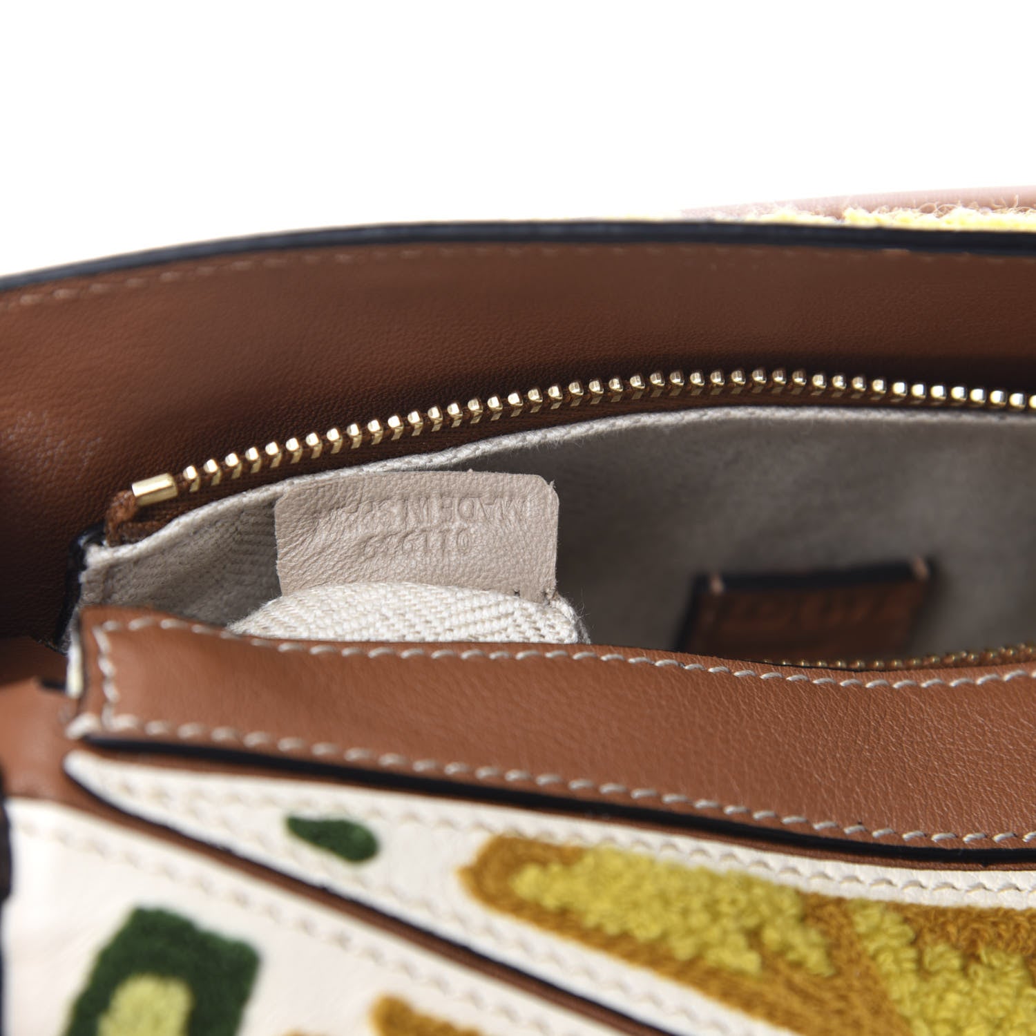 Loewe Calfskin Embroidered Floral Mini Puzzle Bag Tan Yellow 9 of 10