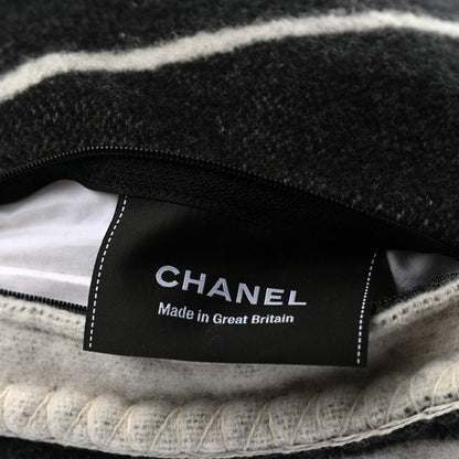 Chanel Merino Wool Cashmere CC Pillow Black Beige 3 of 5
