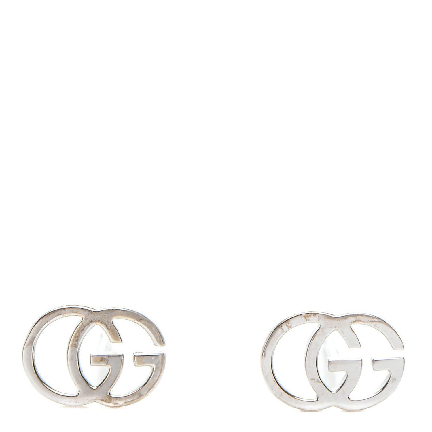 Gucci 18K White Gold GG Tissue Stud Earrings 1 of 5