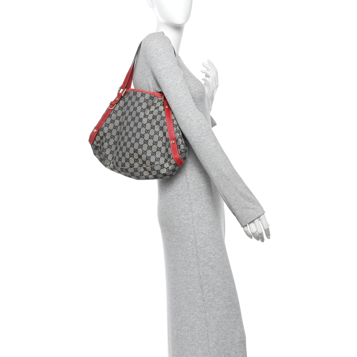 Gucci Monogram Medium Abbey Shoulder Bag Navy Red 2 of 12