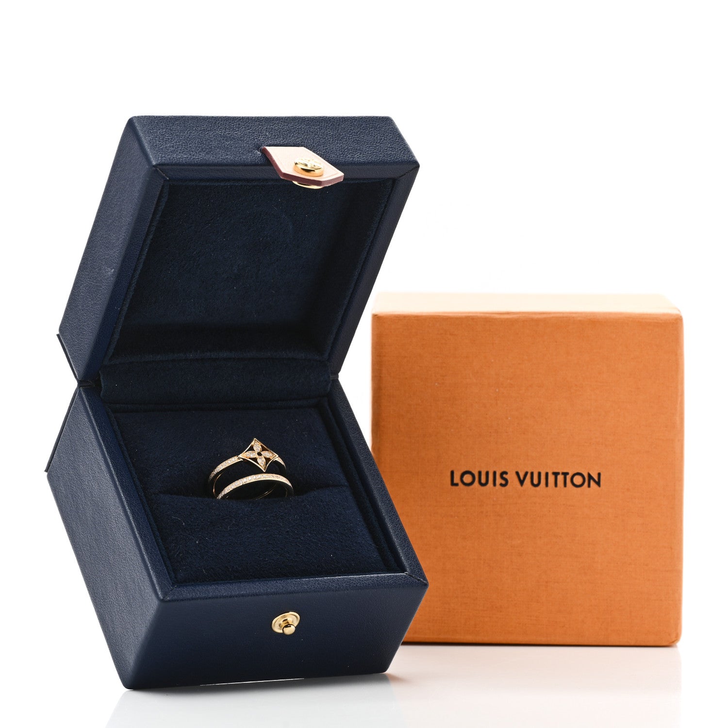 Louis Vuitton 18K Yellow Gold Diamond Idylle Blossom Two Row Ring 53 6.5 7 of 7