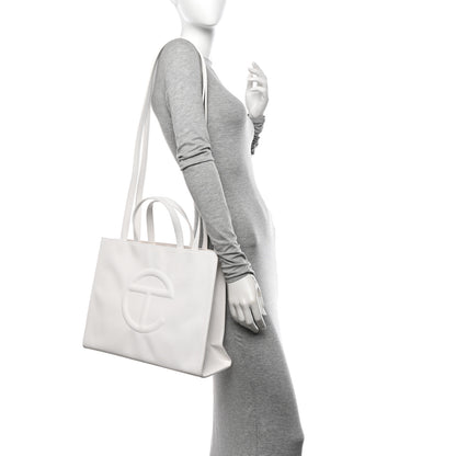 Telfar Vegan Leather Medium Shopping Bag White 2 of 14