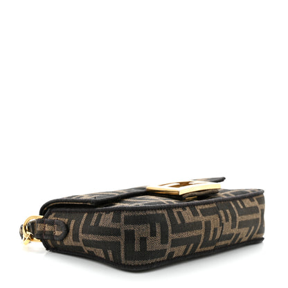 Fendi Fabric Jacquard FF 1974 Mini Baguette Tobacco Moro Black 4 of 11