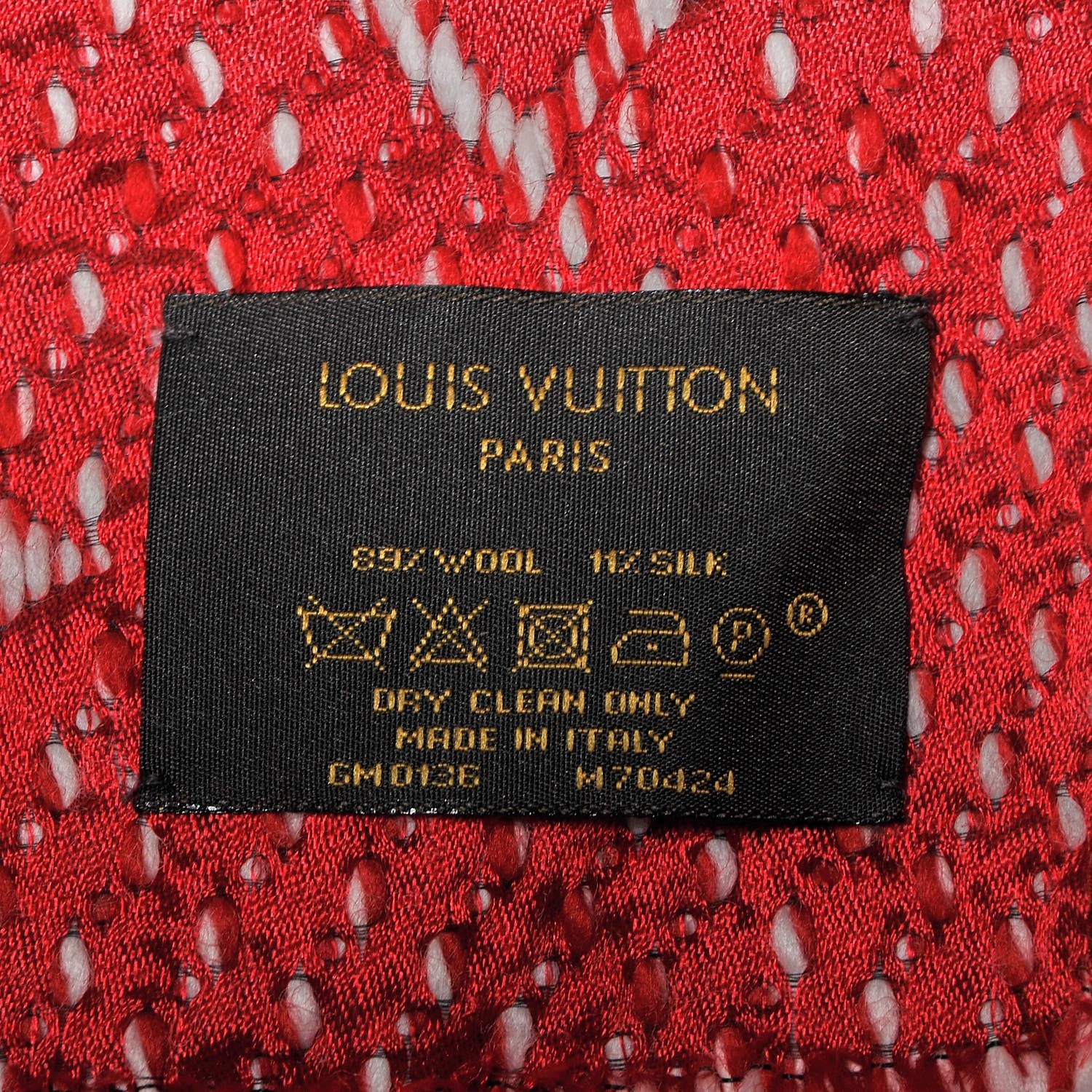 Louis Vuitton Wool Silk Logomania Mix Scarf Coquelicot 3 of 3